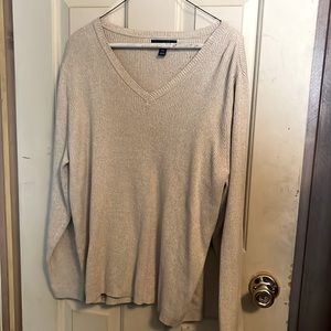 Cream V-neck sweater